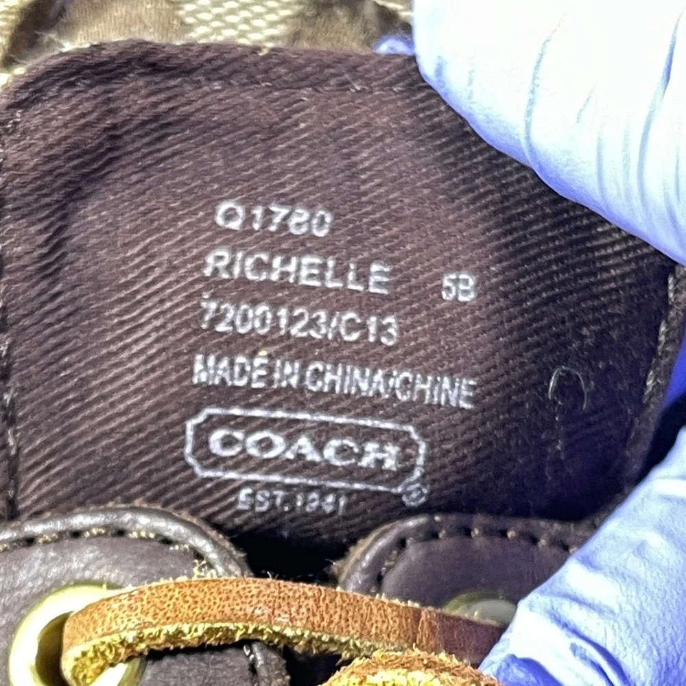 Coach Richelle Signature Jacquard Boat Shoes Loafers Slip On Brown Women's‎ 5B